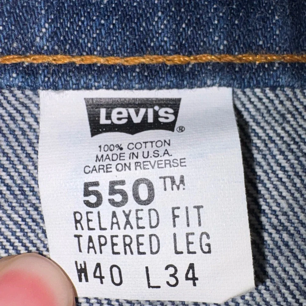 Vintage 1995 Levi's 550 Orange Tab Jeans Mens 40x34 Blue Relaxed Fit Tapered Leg